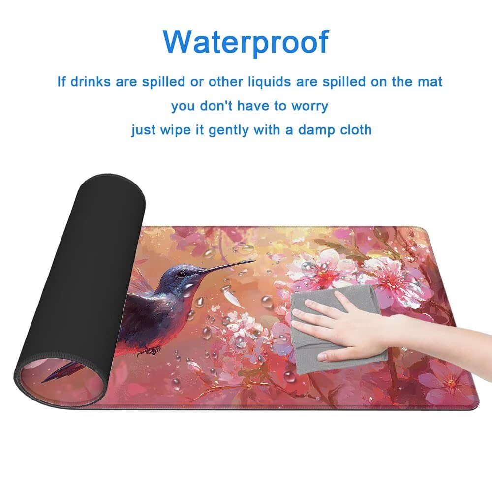Podkładka pod mysz do gier, duża podkładka pod mysz XXL 1000 x 500 x 3 mm, różowa podkładka pod mysz do gier z przeszytymi krawędziami, podkładka pod mysz do gier XXL wodoodporna antypoślizgowa