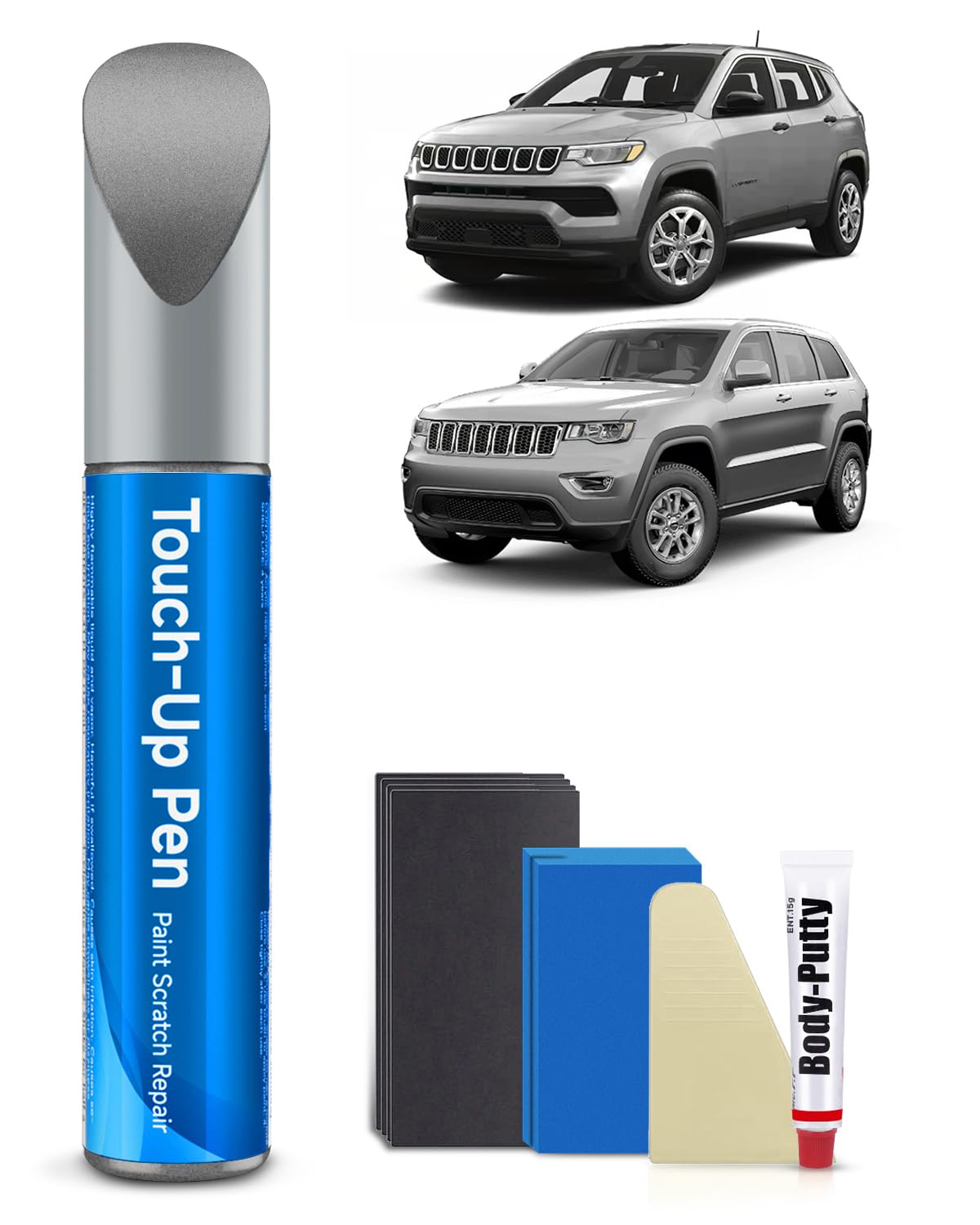 RSACET PSC/JSC Billet Silver Metallic Touch Up Paint Kit Compatible with Jeep Exact Match Car Scratch Repair Touch Up Paint Kit