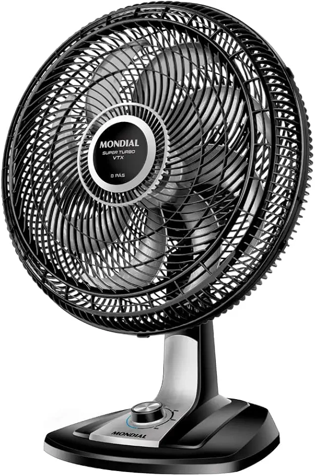 MONDIAL Ventilador 40cm Super Turbo 8 Pás, Preto/Prata, 140W, 110V - VTX-40-8P