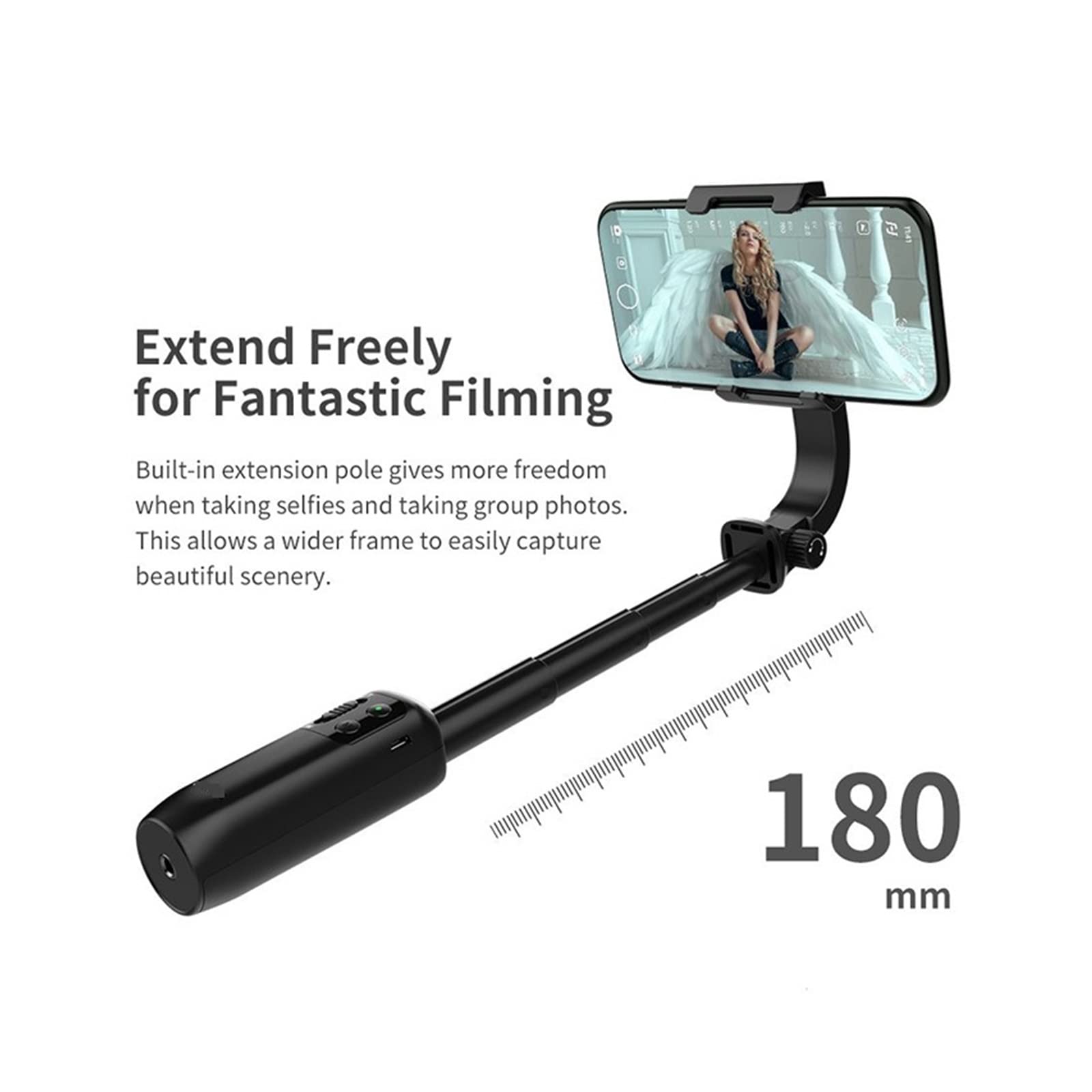 Selfie Stick Gimbal Teléfono for teléfonos Inteligentes Estabilizador de Mano Trípode Transmisión en Vivo(Nero)