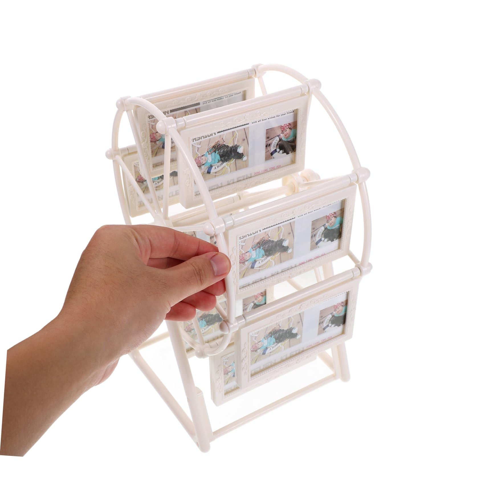 Yardwe Riesenrad Fotorahmen aus Abs, Drehbar, Weiß für Tischdeko | Schreibtisch Bilderrahmen, Kreative Form, Vielseitig Einsetzbar bei Hochzeiten