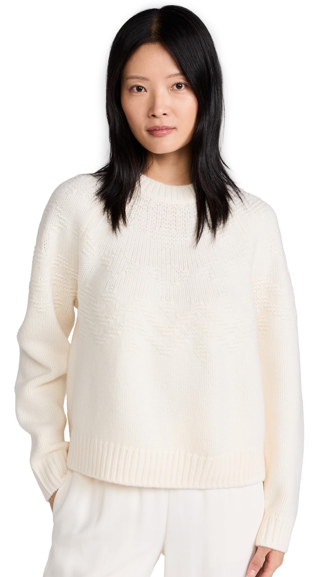 Vince Womens Textured Raglan Fair Isle Pullover