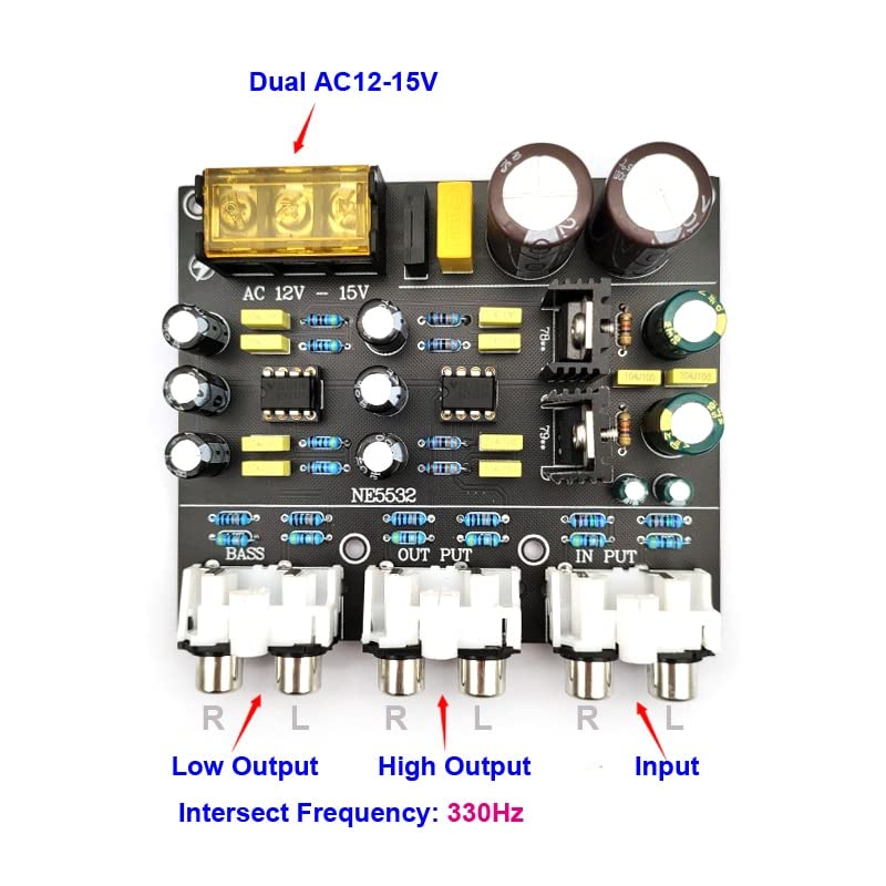 JINGERL Electronic Active Crossover 2 Way NE5532 Pre-Stage Frequency Divider