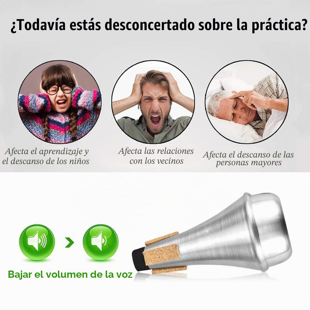 1 PCS Silenciador de Aluminio de Trompeta Sordina de Trompeta de Práctica Silencio Recto de Trompeta Plata Trompeta Mute 135mm x 67mm Trompeta Silenciosa para Reducir Ruído