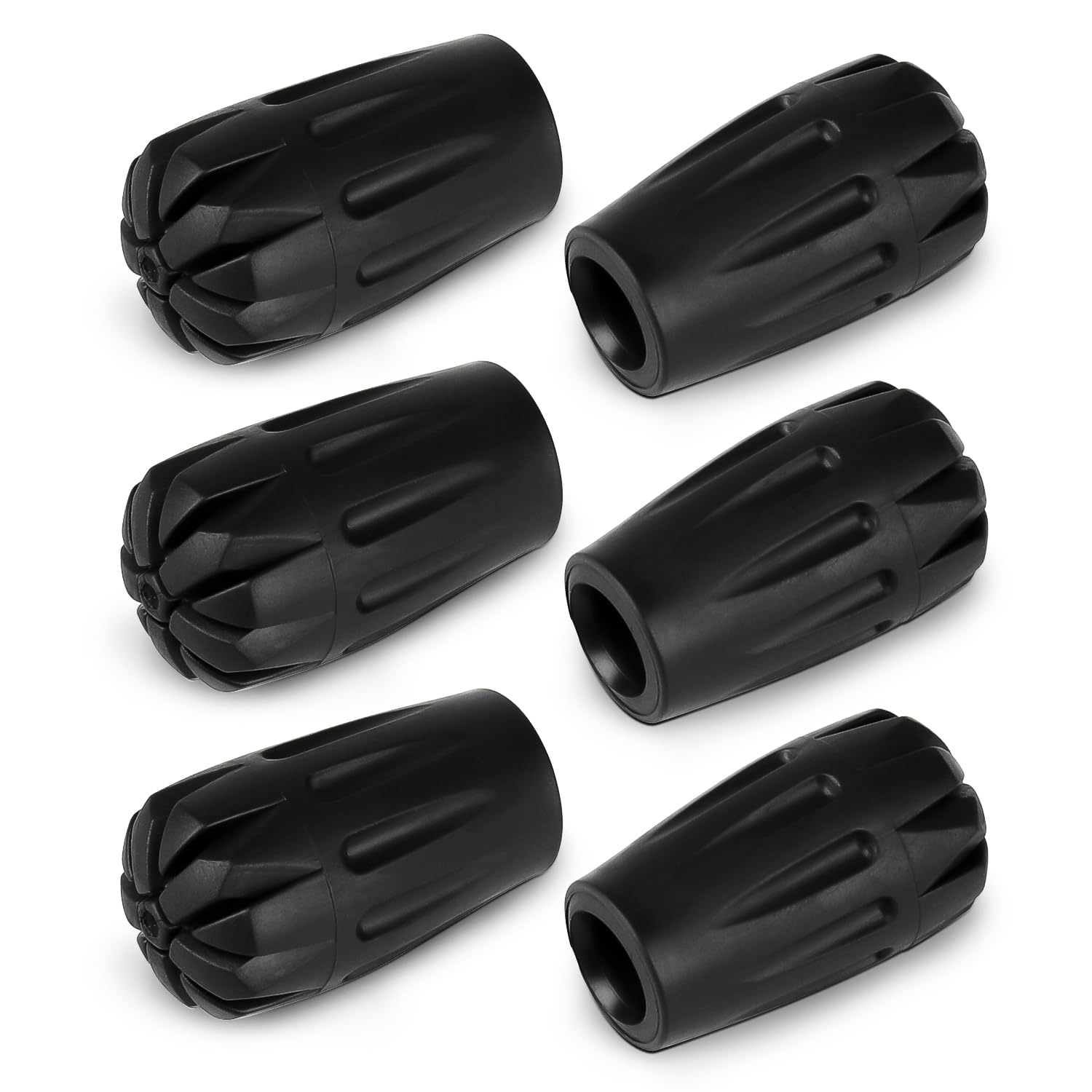KINGGEAR 6Pcs Trekking Pole Tips Replacement Protectors, Rubber Feet for Walking Sticks Tips, Hiking Poles Tips Accessories, 11mm Hole Diameter Fits Most Standard Walking Sticks
