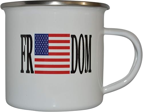 Miniatura 2 de Rogue River Tactical Taza de café esmaltada con bandera de la libertad de los Estados Unidos, regalo para veterano militar o patriótico americano