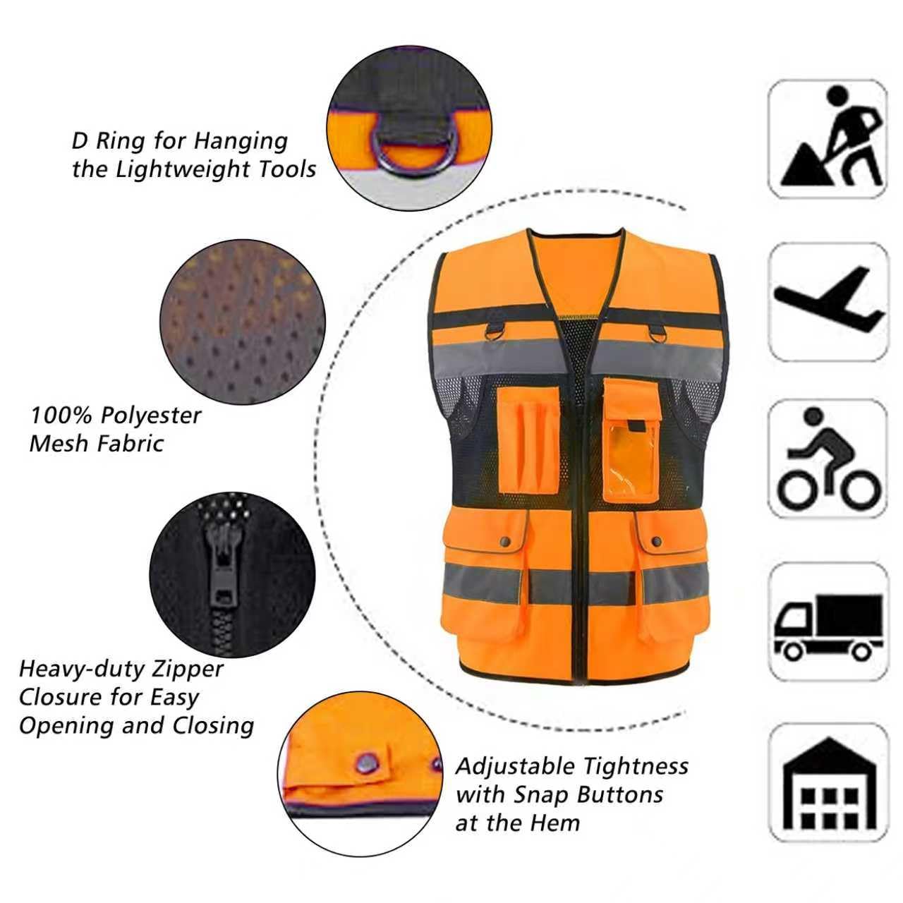Chaleco de seguridad reflectante de alta visibilidad para hombres y mujeres