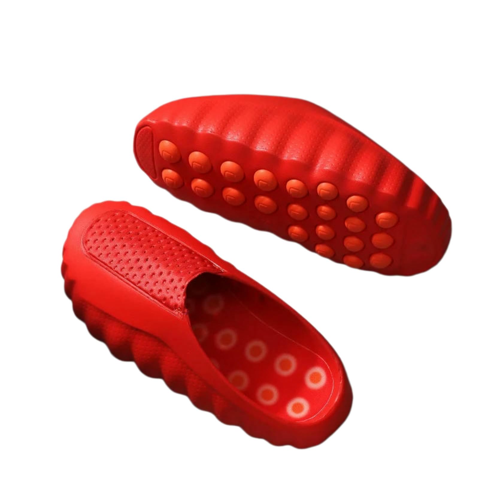 WANGSHUO Ciabatte Estive Diapositive Eva di Massaggio Unisex, Sandali Anti-Scivolo della Sola Spessa Ondulata Perforata per La Doccia Sportiva Spiaggia Coppia-red-38-39