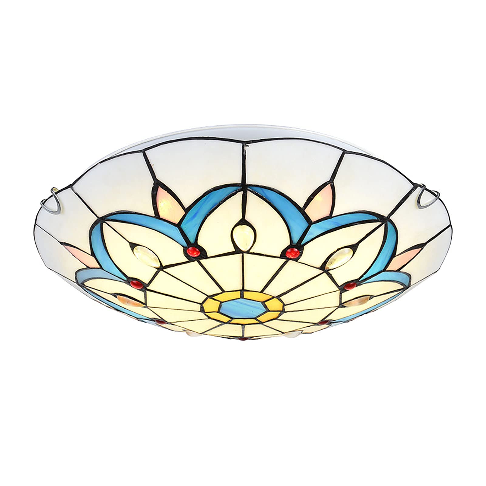 HPTHLY Mediterranean Ceiling Lights,Led Round Tiffany Ceiling Lights,Bedroom Lights,Living Room Lights,Dining Room Lights,Kitchen Lights,Corridor Lights,Aisle Lights-T(Is Tricolored-40 * 10Cm)