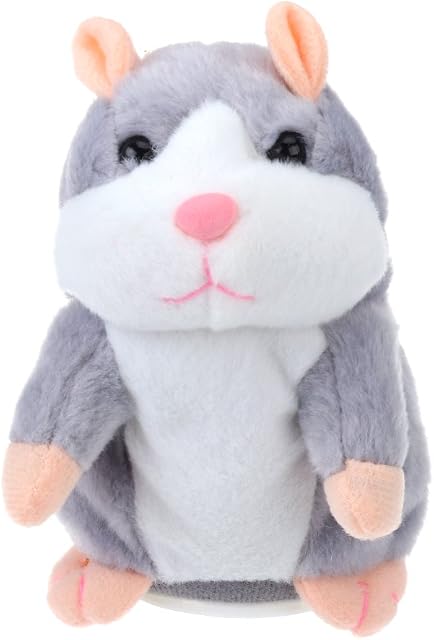 Toyvian Talking Hamster Funny Plush Toy Repeats Mimicry Pet Toy Electronic Record Stuffed Animal Interactive Toy for Kids Early Learning Gift (Grey)