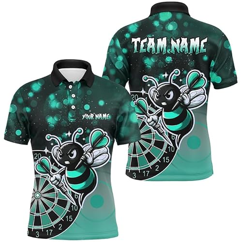 Personalisierte Türkise Darts-Bienen T-Shirt für Herren & Damen | Lustige Darts-Bekleidung | Einzigartiges Geschenk für Darts-Enthusiasten Performance-Dart-Trikot T2201 Personalisierte Türkise Darts-Bienen T-Shirt für Herren & Damen | Lustige Darts-Bekleidung | Einzigartiges Geschenk für Darts-Enthusiasten Performance-Dart-Trikot T2201