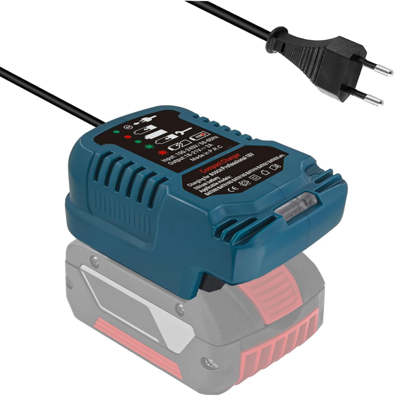 220V pour Chargeur de Batterie Bosch Professional 18V, GAL1880CV, Remplacement pour Batterie Bosch GBA 18V BAT609 BAT610G BAT618G BAT619 (sans batterie)