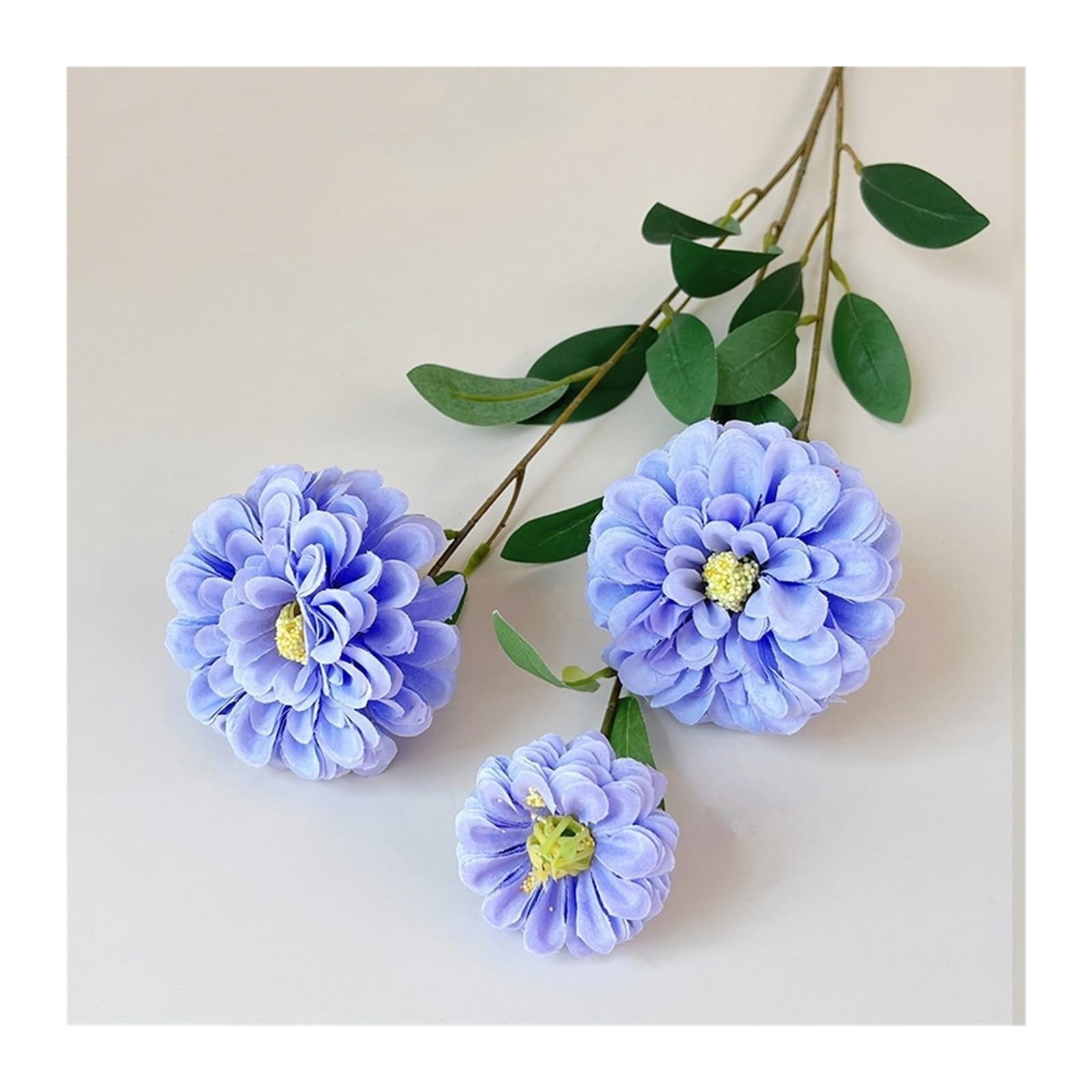 LXLAEOANG Artificial Flower Branches 3 Heads Artificial Marigold Chrysanthemum Silk Peony Flower Branch(Blue)
