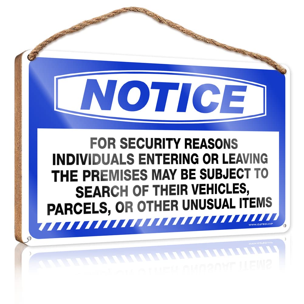 HELIOFORGE Wooden Plaques For Crafts Notice For Reasons Individuals Entering Or Leaving The Premises May Be Wooden Sign(15X28CM)