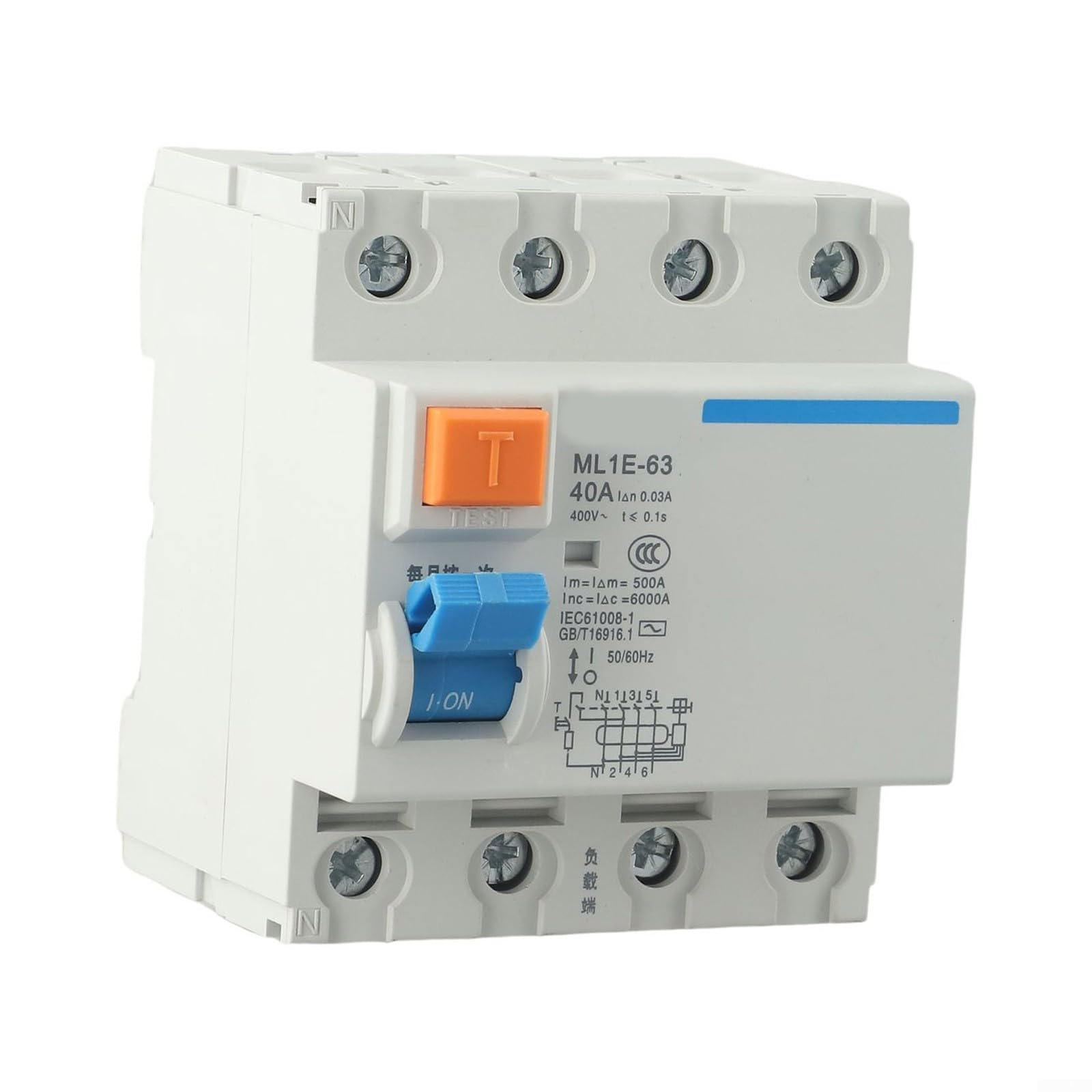 Three Phase Leakage Protection Circuit Breaker, Multifunctional 3P+N Air Switch Leakage Protector, AC400V Din Guide Rail(40A) - Image 3