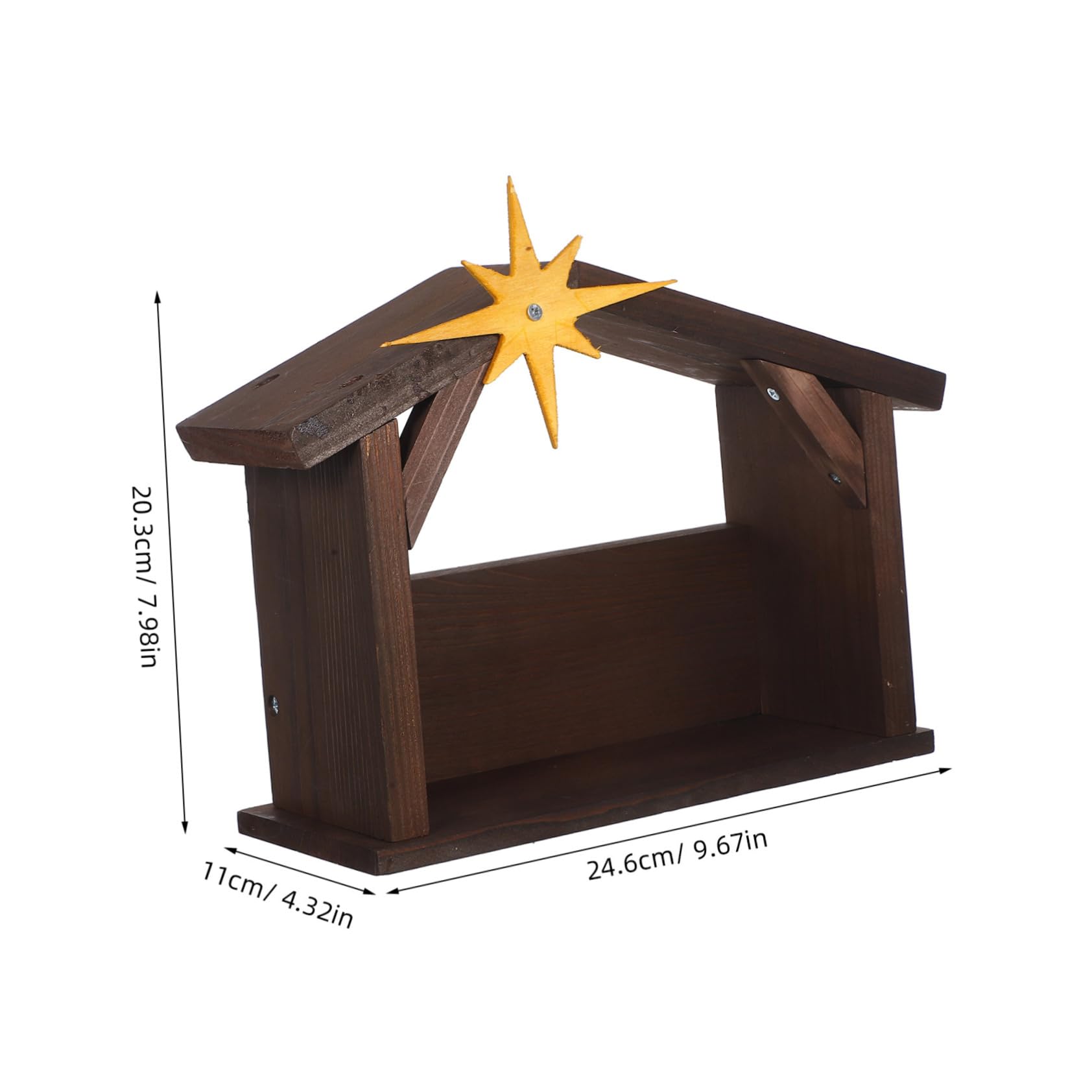 STOBAZA Jesus Wooden Manger Decoration Traditional Nativity Scene with Star Crafted Christmas Religious Decor for Home Tabletop Display Unique Birth Scene for Holiday Decor