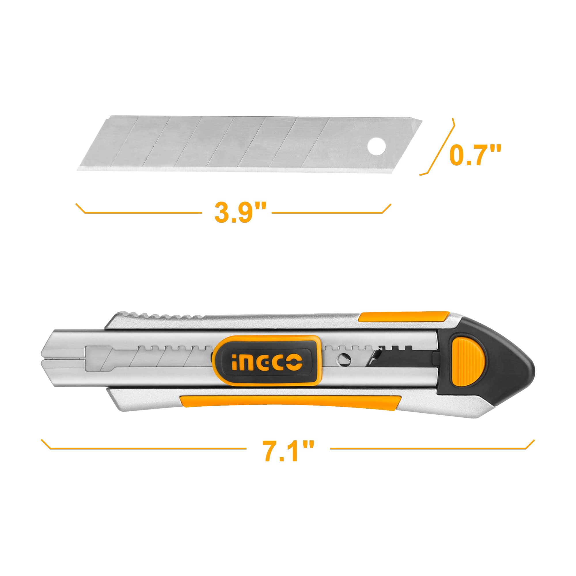Ingco Taglierino Professionale In Alluminio Con Lama A Scatto 18x100mm – Ideale Per Lavori Di Precisione E Fai-Da-Te - 3