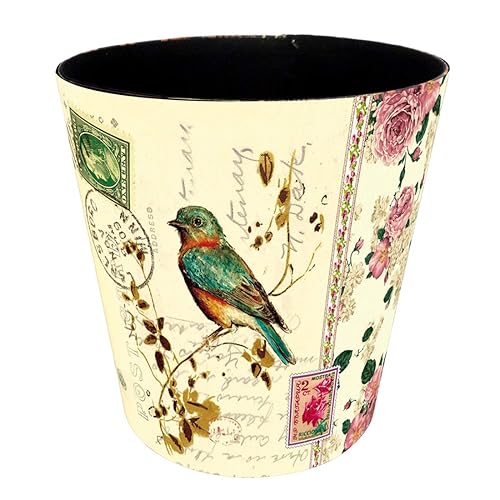 Scakbyer Cubo de basura de 2.64 galones, cesta de basura decorativa, cesta de papel de piel sintética, bote de basura impermeable para baño,