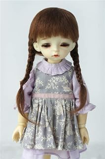 BJD wigs JD018 Double Braids Ana Mohair BJD doll wigs (Light Brown, 6-7inch)
