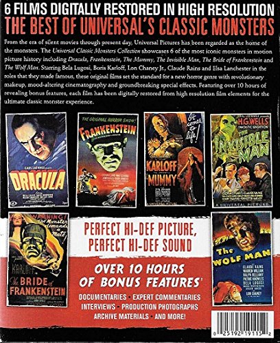 Universal Classic Monsters Collection (Dracula/Frankenstein/The Mummy/The Invisible Man/The Bride of Frankenstein/The Wolf Man) [Blu-ray]