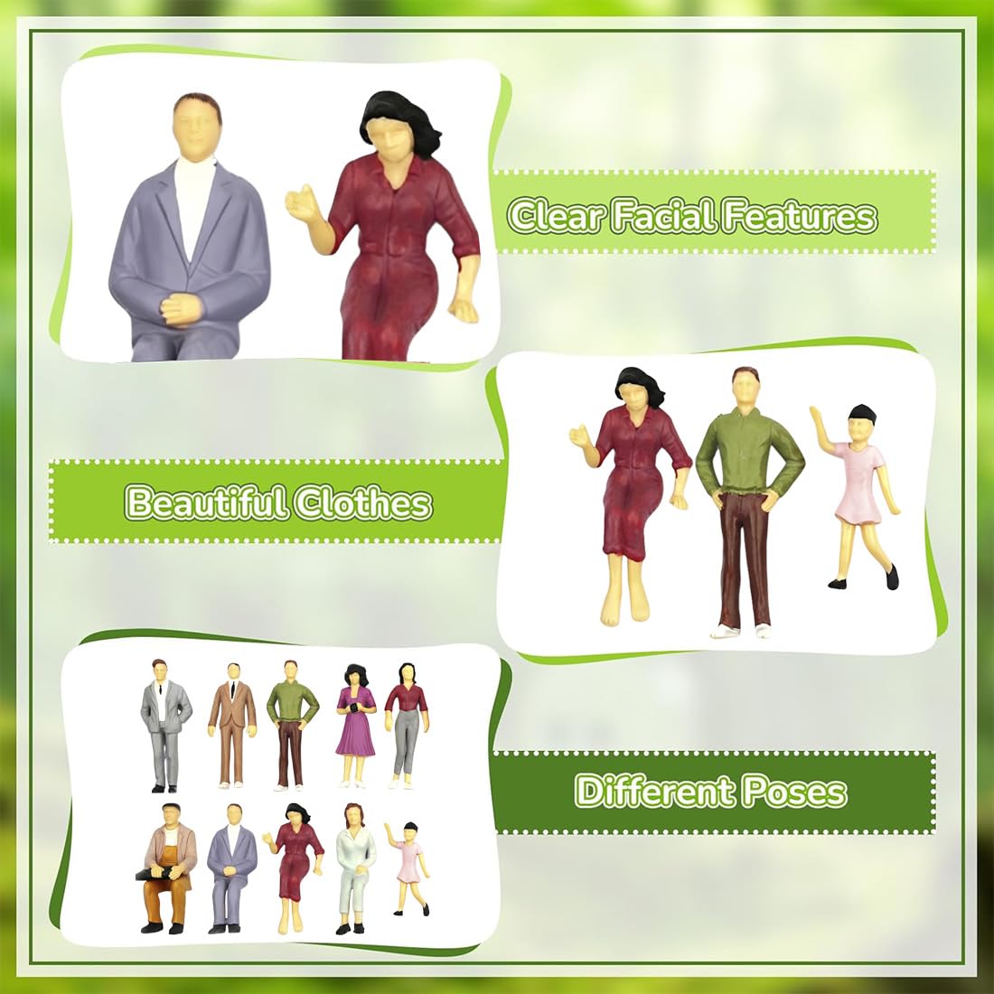 10 pezzi Figurine di Persone in Miniatura in Scala 1:25, Piccole Figure Dipinte Colorate Figurine de Miniature di Plastica, Figure di Persone Dipinte in Piedi e Sedute per Scene in Miniatura