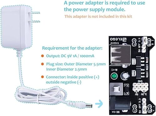 Miniatura 6 de ELEGOO Paquete de kit electrónico divertido con resistencia de cable Breadboard, condensador, LED, potenciómetro total 235 artículos para Arduino