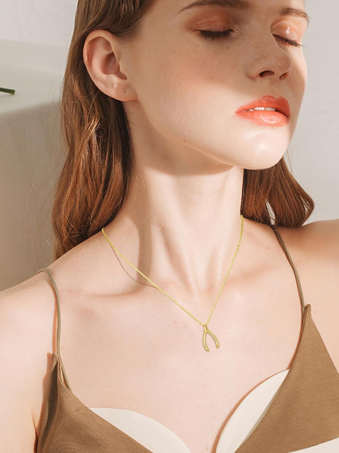 MEDWISE Silver/Gold/Rose Gold Wishbone Amulet Necklace for Women 925 Sterling Silver Classic Wishbone Pendant Necklace Wishbone Charm for Christmas Mothers Day Birthday Gifts