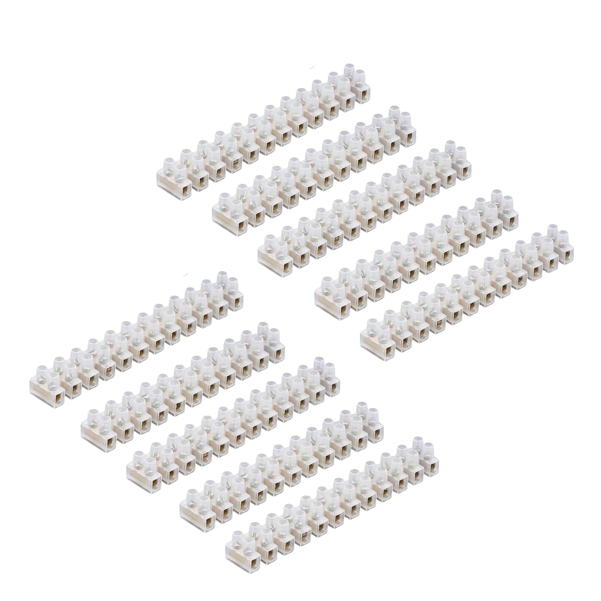 3A/5A/15A/30A/60A Electrical Connector Blocks 12 Way Clear Barrier Block Strip Wire Connector Electrical Choc Blocks Connecting for Wiring Cable Dual Row 12 Position (Pack 10, 5A)