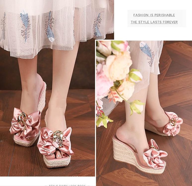 Espadrilles Wedges for Women Mules with Bows Comfortable Slides Platform Chunky High Heels Y2K Fashion Dressy Casual Sandals Spring Summer Outdoors Travel Streetwear Cruise Beach Seaside Holiday4