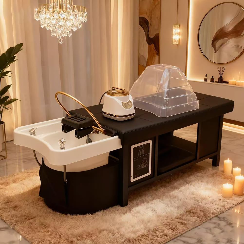 Wyposażenie spa na głowę z cyrkulacją wody, fumigacją i pielęgnacją skóry głowy, akrylowy basen, stół do masażu do salonu, salonu fryzjerskiego, studia kosmetycznego
