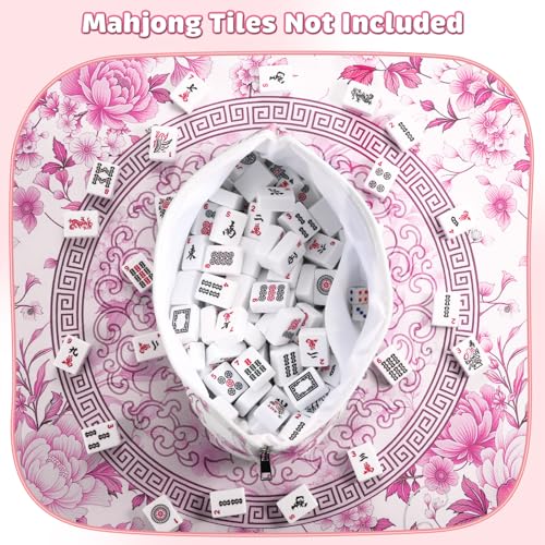 Bolsa para fichas de Mahjong con cierre rosa miniatura 5