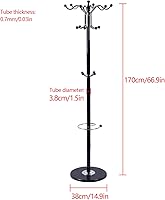 Vista 9 de Perchero de metal independiente, percheros con 16 ganchos, base de mármol, perchero para sombrero, perchero de metal, para dormitorio, sala de Blanco