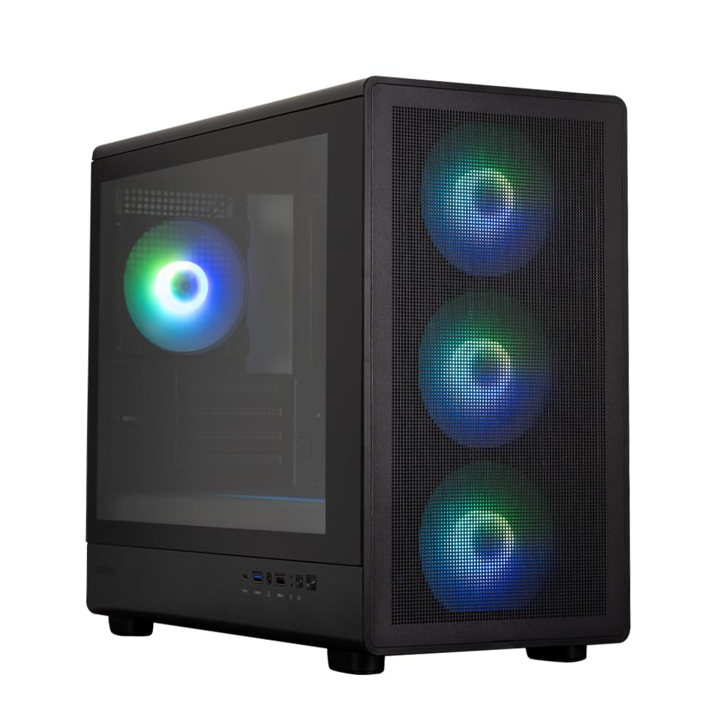 Boîtier PC Mini Tour ZALMAN M5 ARGB Noir – Format Micro-ATX, 4 Ventilateurs ARGB Inclus, Bon Flux D’air