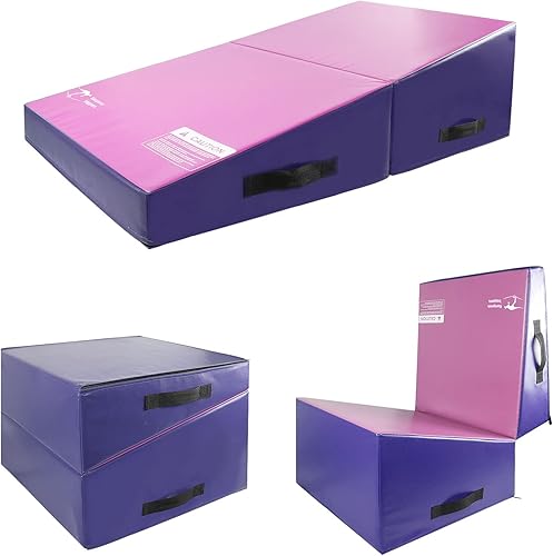 Miniatura 1 de Kangaroo Hoppers Tapete de gimnasia inclinado 48 x 24 x 14 pulgadas cuña plegable para niños entrenamiento de habilidades tapete de queso de varios