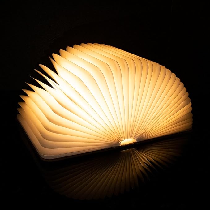 XIUDI XIUDI 8 Colors Small Folding Book Lamp,Upgraded Version Portable Book-Shaped Desk Light,Novelty LED Paper Lantern with USB Rechargeable Night Light,Small Wood (Size 5.7×4.3×1in), XIU0022 photo 3