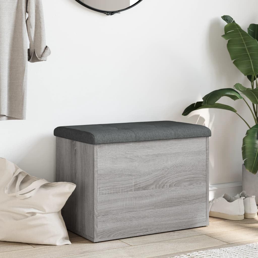 Banco para maletero de almacenamiento interior (banco con almacenamiento para dormitorio, entrada | Baúl y puf de almacenamiento multifuncional (Sonoma gris, 62 x 42 x 45 cm)