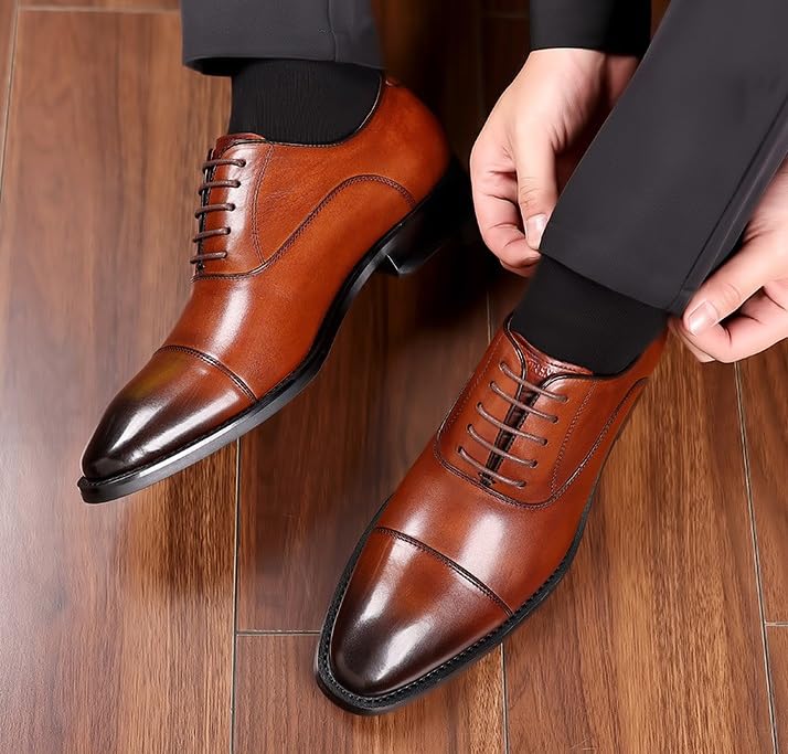 Men's Classic Dress Shoes Casual Retro Oxford Lace-Up Formal Derby Shoes for Business Fashion Mens Footwear4