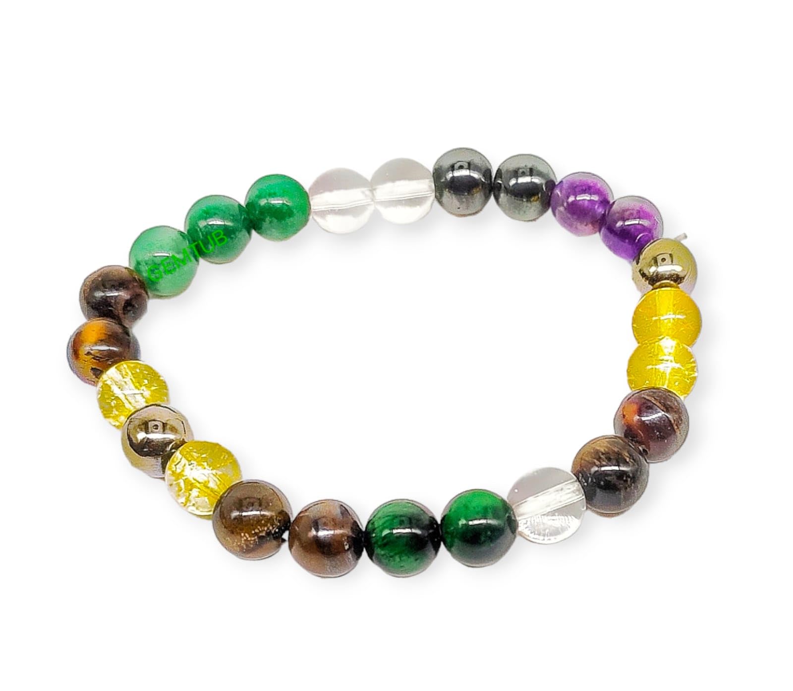 GEMTUB Money Magnet Bracelet - 8mm Natural Gemstone Beads for Men and Women - Golden Pyrite, Tiger Eye, Aventurine, Citrine, Amethyst, Hematite, Clear Quartz (B0CQYRHB3F) Amazon Price History, Amazon Price Tracker