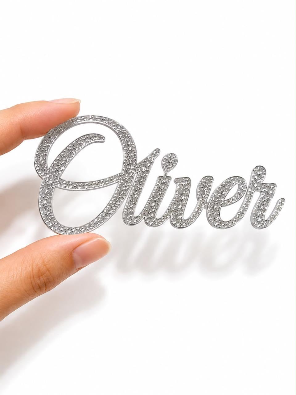 Personalised Cake Topper Name in multi Colours, 3mm Thick Glitter Acrylic Birthday Cake Topper for Weddings, Baby Showers, Anniversaries and Parties (Silver)