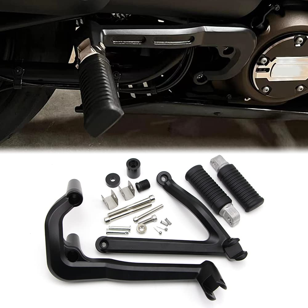 Dreamseek Pedal de pie trasero de motocicleta + soporte para Harley Sportster S 1250 RH1250 2021 2022 CNC componente de montaje de estribera de aluminio (negro mate)