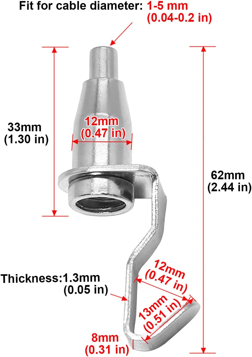 Mocking Bird 30 Pack Adjustable Picture Hangers, Art Display Gallery Frame Wire Rope Rail Hooks, 30 kg(66 lb) Max Load Capacity, for 1-2 mm (0.039- 0.079 in) Cable, No Slipping, Silver