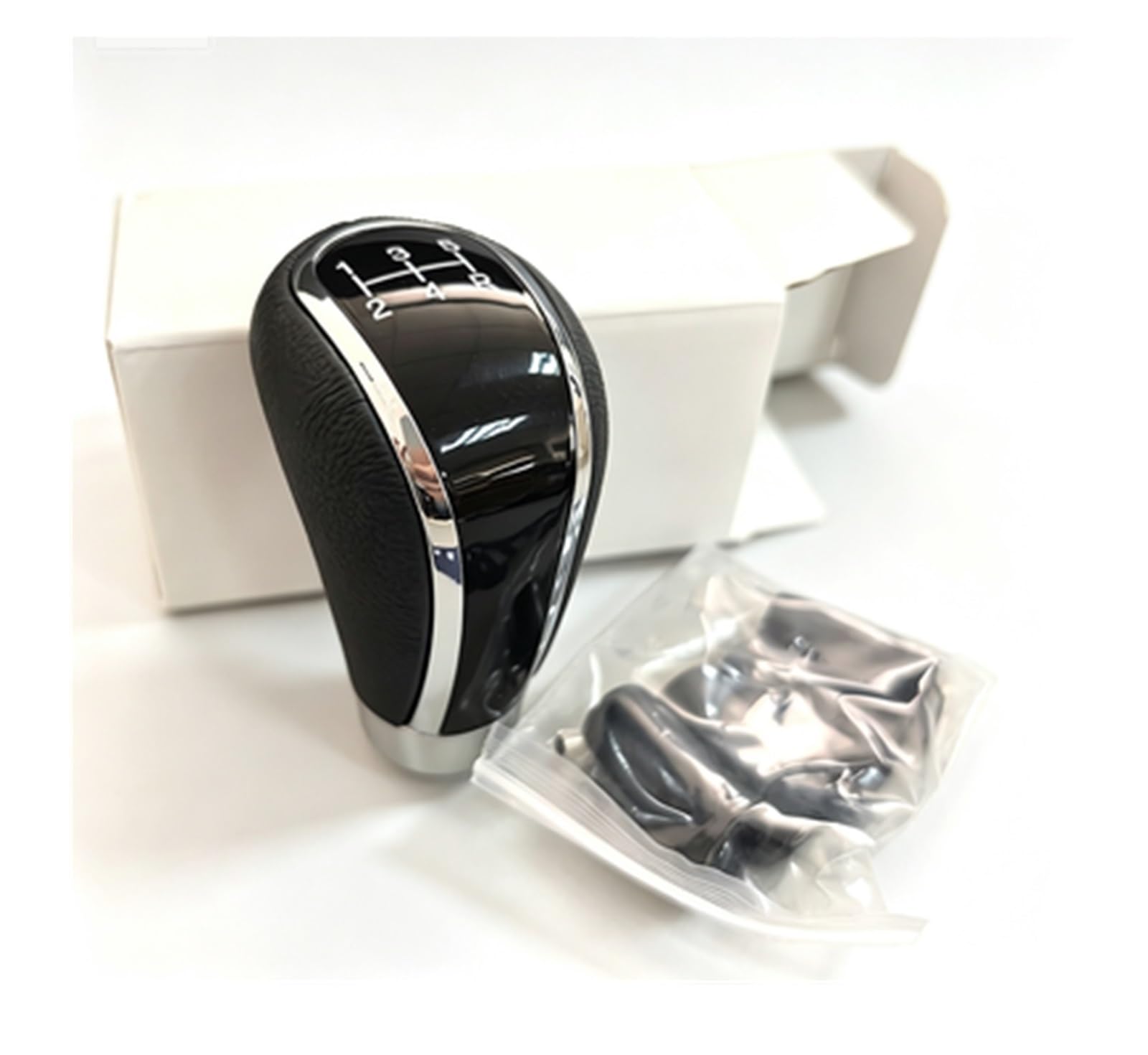Gchgfjfd 5Speed Black Car Leather 5 Speed Shifter Lever With Gear Knob Manual Transmission Gear Shift Knob M8 M10 M11 M12 Black/Silver Cover