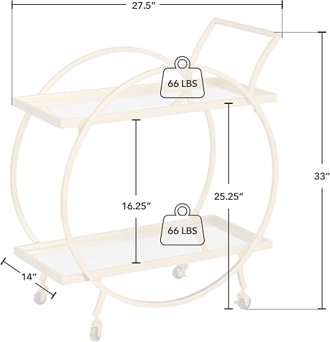Miniatura 5 de FirsTime & Co. Gold Odessa - Carrito de bar, mini bar móvil de 2 niveles, carrito de servicio de cocina y estación de café con almacenamiento para