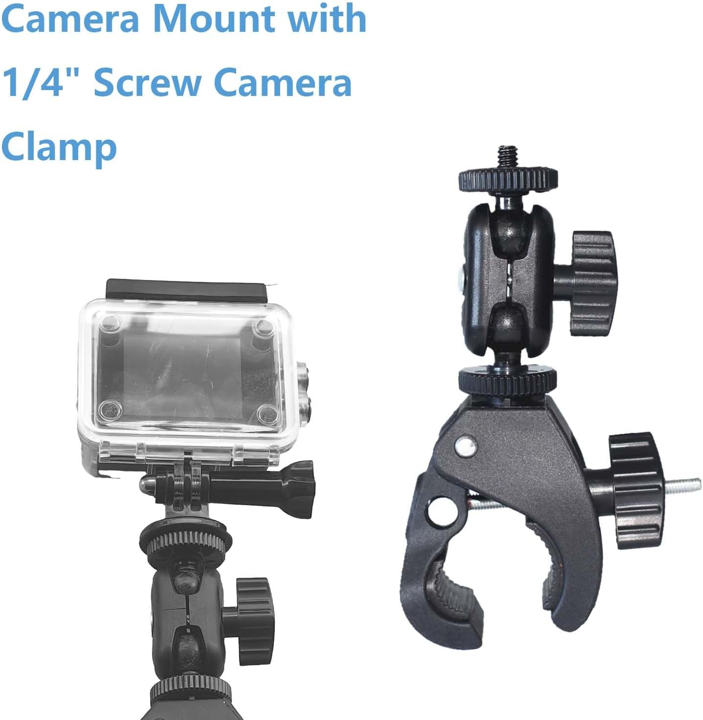 Bike Handlebar Camera Mount with 1/4" Screw Camera Clamp,Adapter for Gopro for Hero for DJI Osmo for Insta360 X5 X4 X3 X2 Motorcycle Bicycle Action Cam Dash GPS Field Monitor Lights image 5 of 6 B0DX9DNVY7