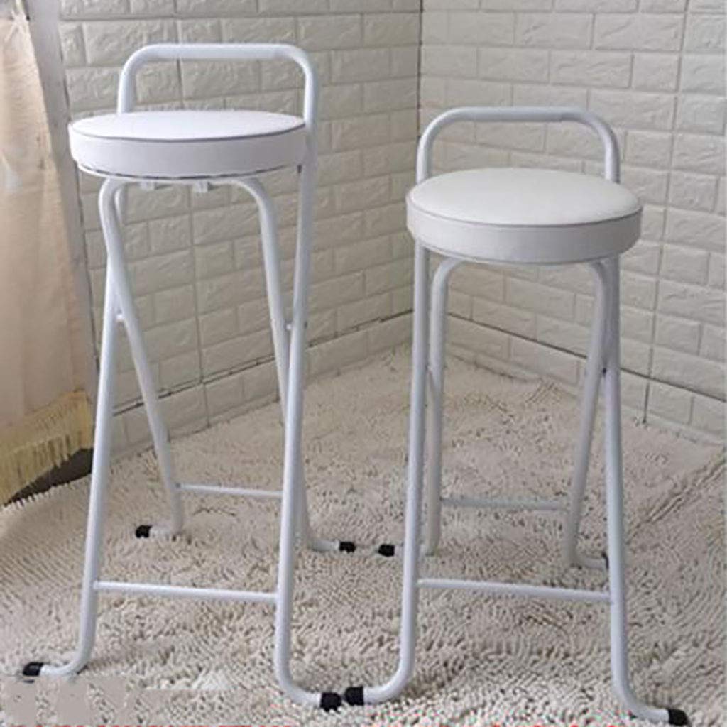 AIYE Sgabello Pieghevole Rotondo Imbottito, Seggiolone Pieghevole Bianco Colazione Sgabello da Bar Sgabello da Bar Seggiolone Compatto, Altezza Seduta: 65 / 75cm