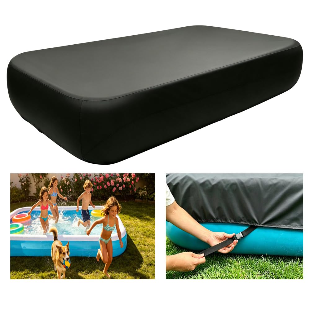 Photo 1 of 120 in x 72 in Rectangle Inflatable Pool Cover 120"x72"x22" Rectangular Pool Cover for Above Ground Pool 6.7 × 10 FT Swimming Pool Cover Rainproof Outdoor Family