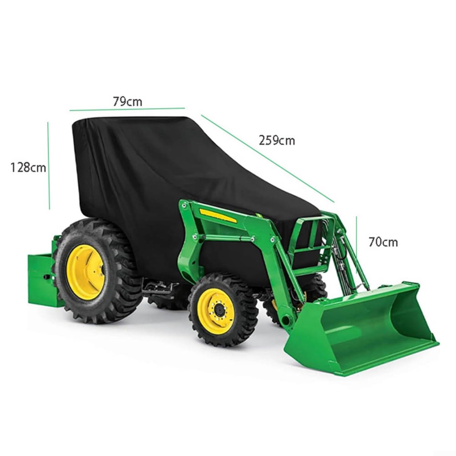 Funda para cortacésped de 79 x 128 x 259 cm, 420D para tractor, resistente al agua, resistente a los rayos UV, con bolsa de transporte, maquinaria de jardín para protección