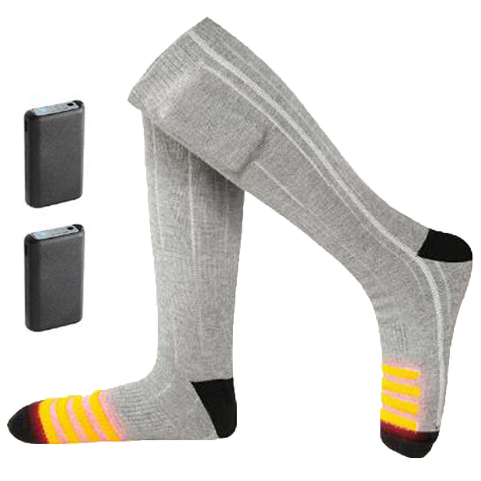 Calcetines Calefactables Mejorados, 4000mAh*2 Calcetines Calefactables Recargables, Amplia Zona de Calentamiento, Calcetines Lavables para Ciclismo/Esquí/Pesca en Invierno, Unisex 36-44