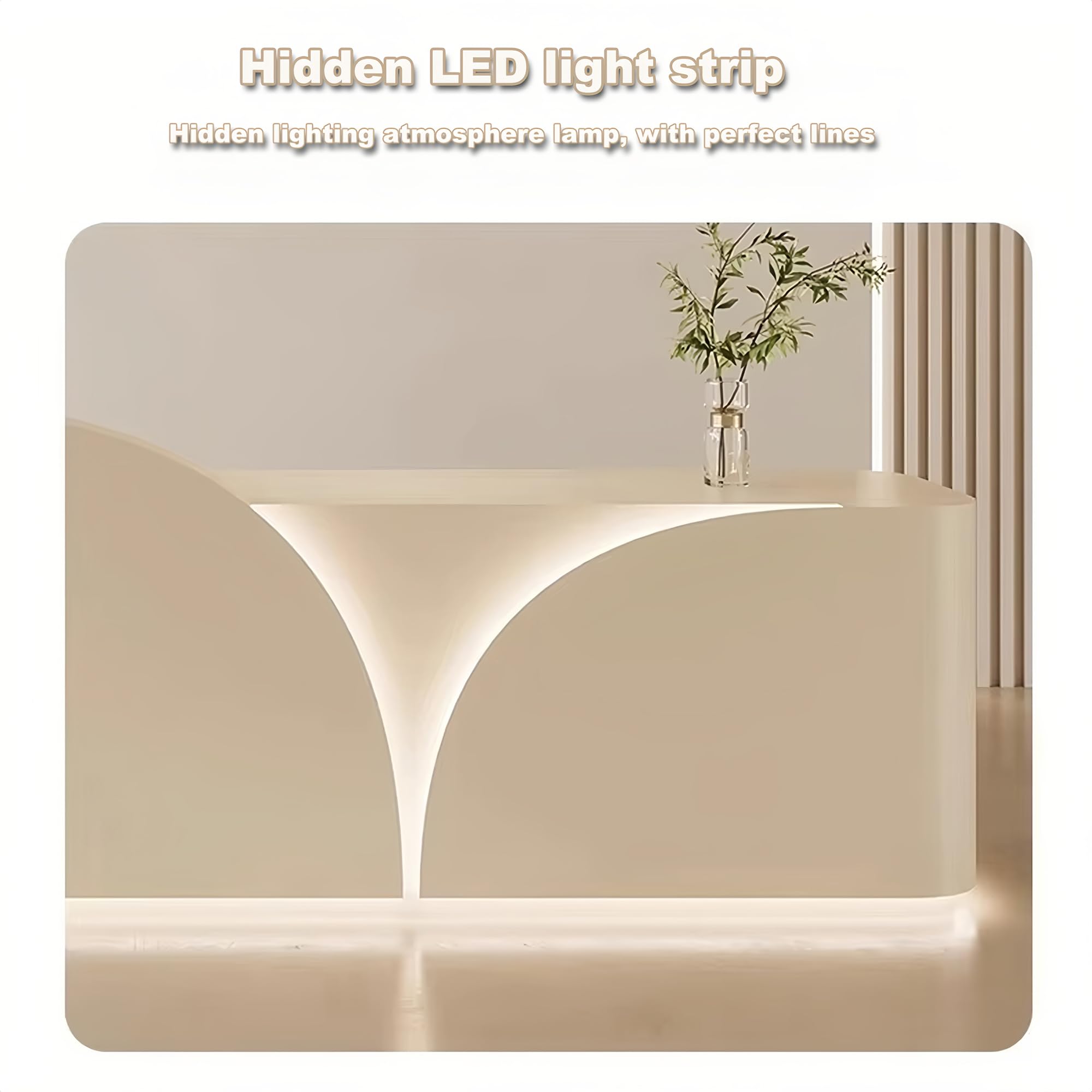 Moderner 254,4 cm Rezeptionstisch, Bekleidungsgeschäft, Schönheitssalon, Büro, Empfang & Kasse, mit anpassbarem Logo, versteckte LED-Beleuchtung, einteilig, keine Montage