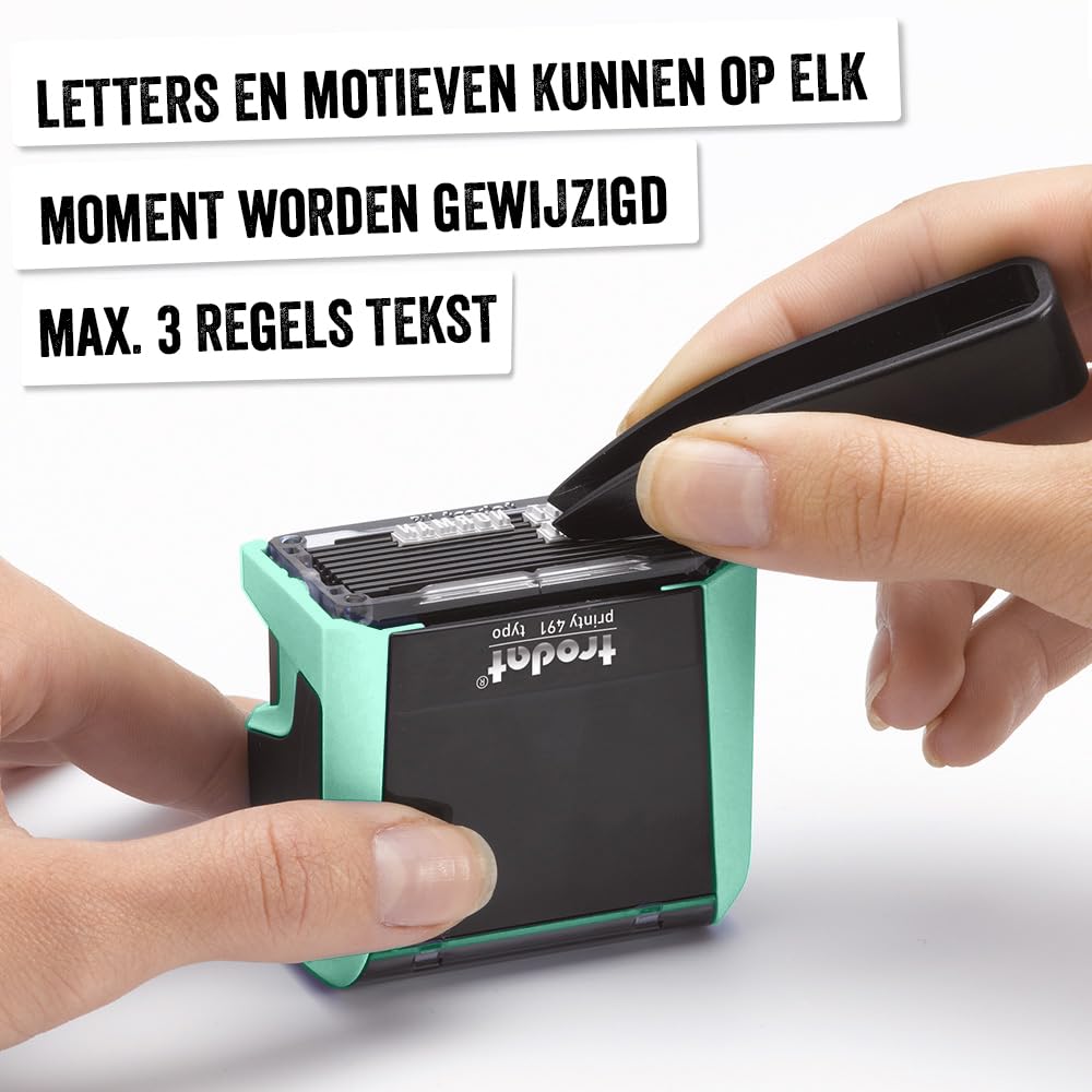 Trodat Stempel samoatramentujący DIY - Printy 4911 Pastel Green - 3 linie, czarny nadruk, 38 x 14 mm